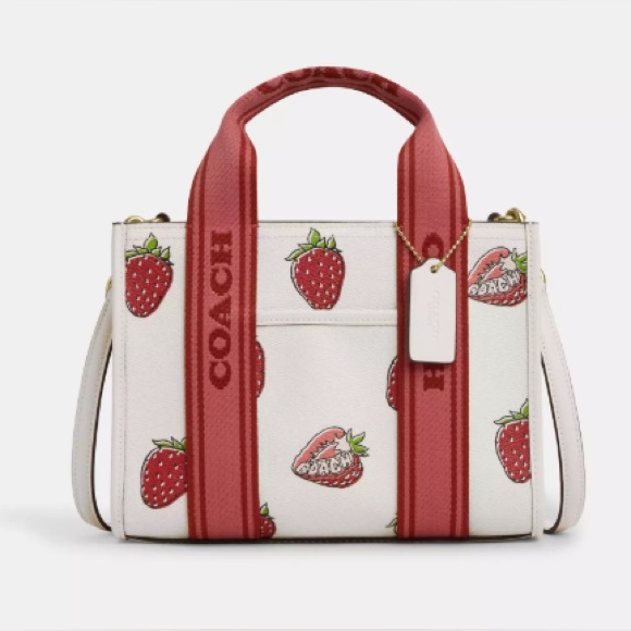 Coach Smith Tote Bag 24 With Strawberry Print # CAR80 - Picture 2 of 9